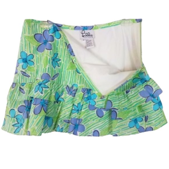 LILLY PULITZER Floral Ruffle Skirt w/Side Zipper - Women's Size 4 - Picture 3 of 4